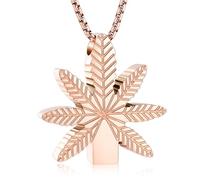 QGJNSGC Maple Leaves Urn Necklace for Ashes Foliage Cremation Jewelry Stainless Steel Cremation Jewelry Memorial Necklace Human Ashes Keepsake Pendant, Stainless Steel, No Gemstone