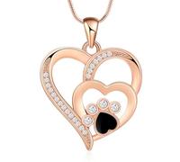 QGJNSGC Paw Print Urn Necklace Heart Locket Necklace for Ashes Dog Cat Charms Pendant Cremation Jewelry Cat Dog Keepsake Memorial Gifts for Women Girls (Paw-rose gold)