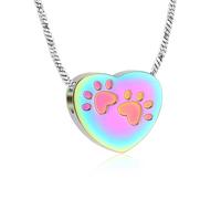 QGJNSGC Pet Cremation Jewellery for Ashes Pendant Paw Print Pet Heart Urn Necklace Memorial Keepsake Jewelry for Pet/Dog's/Cat's Ashes