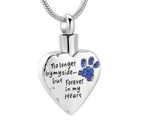 QGJNSGC Pet Cremation Jewellery Stainess Steel Heart Urn Necklace for Ashes Keepsake Ashes Necklace Dog Cat Paw Memorial Urn Pendant for Women Men