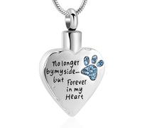QGJNSGC Pet Cremation Jewellery Stainess Steel Heart Urn Necklace for Ashes Keepsake Ashes Necklace Dog Cat Paw Memorial Urn Pendant for Women Men