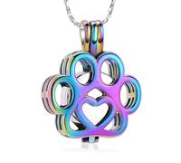QGJNSGC Pet Cremation Jewelry for Ashes for Dog Cat Paw Print Memorial Locket Urn Necklace with Mini Case Keepsake Cremation Jewelry for Women/Men (Colourful)