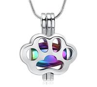QGJNSGC Pet Cremation Jewelry for Ashes for Dog Cat Paw Print Memorial Locket Urn Necklace with Mini Case Keepsake Cremation Jewelry for Women/Men