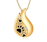 QGJNSGC Pet Paw Urn Necklaces for Ashes for Women Men Teardrop Cremation Jewelry Memorial Keepsake Urns Pendant for Human Ashes
