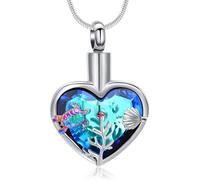 QGJNSGC Sea Turtle Urn Necklaces for Ashes for Women Men Crystal Heart Cremation Jewelry Urn Locket Keepsake Memorial Ash Pendant of Loved One, Stainless Steel, No Gemstone