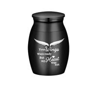 QGJNSGC Small Urns for People Ashes Keepsake Cremation Urn with Wings Charm Minis Personal Funeral Urn for Pet or Human Ashes Memorial Ash Keepsake (Black-Your wings, 1.57 * 1.18inch (4 * 3cm))