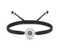 QGJNSGC Sunflower Cremation Jewelry for Ashes Handmade Braided Rope Bracelet Stainless Steel Memorial Urn Bracelet for Ashes Belief hope Sunshine Keepsake Bracelet, 0.71, Stainless Steel, crystal