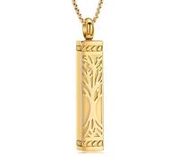 QGJNSGC Tree of Life Urn Necklace for Ashes Cylinder Ashes Pendant Necklace Memorial Keepsake Celtic Cremation Jewelry for Women Men Gift, Stainless Steel, No Gemstone