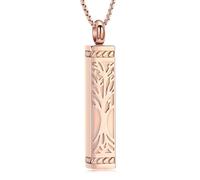 QGJNSGC Tree of Life Urn Necklace for Ashes Cylinder Ashes Pendant Necklace Memorial Keepsake Celtic Cremation Jewelry for Women Men Gift, Stainless Steel, No Gemstone