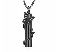 QGJNSGC Urn Necklace for Ashes Butterfly Cylinder Urn Ashes Necklace for Women/Men Cremation Butterfly Jewelry of Loved Ones Keepsake Memorial Vial Pendant Necklace (Black)