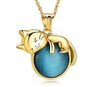 QGJNSGC Urn Necklace for Ashes Cat Moonstone Cremation Jewelry for Pet Human Stainless Steel Memorial Urn Jewelry Keepsake Pendant for Women Men Gifts, Stainless Steel, Cubic Zirconia