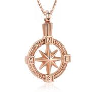 QGJNSGC Urn Necklace for Ashes Compass Cremation Jewelry Stainless Steel Ash Pendant Jewelry Keepsake Memorial for Men Women Gifts with Funnel Filler Kit, Stainless Steel, Cubic Zirconia