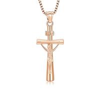 QGJNSGC Urn Necklace for Ashes Cross Cremation Jewelry Stainless Steel Christians Memorial Keepsake faith hope Urn Ash Pendant for Men Women Gifts, Stainless Steel, No Gemstone