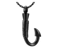 QGJNSGC Urn Necklace for Ashes Fishing Hook Cremation Necklace Stainless Steel Cremation Jewelry Memorial Human Ashes Keepsake Pendant for Women Men, Stainless Steel, Cubic Zirconia
