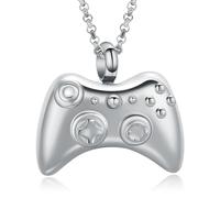 QGJNSGC Urn Necklace for Ashes Games Console Cremation Jewelry Stainless Steel Keepsake Memorial Ash Pendant for Men Women, Stainless Steel, Cubic Zirconia