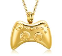 QGJNSGC Urn Necklace for Ashes Games Console Cremation Jewelry Stainless Steel Keepsake Memorial Ash Pendant for Men Women, Stainless Steel, Cubic Zirconia