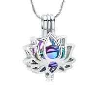 QGJNSGC Urn Necklace for Ashes Lotus Flower Cremation Jewelry for Women Ashes Pendant Necklace with Mini Hollow Urn Memorial Ash Keepsake Necklace, Stainless Steel, No Gemstone