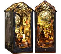 QGKPL DIY Book Nook Kit Age 14+, DIY Miniature Dolls House Kit with Furniture and LED Light, 3D Puzzle Wooden Art Bookends, Model Kits for Adults to Build