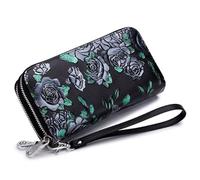 QGKWJP Double Zipper Large Capacity Purse Ladies Long Leather Multi-Slot,Multi-Card Anti-RF scanning Function,The Best Choice,Silver Rose