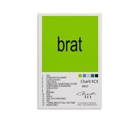 qgoster Charli Xcx Brat Music Poster Canvas Wall Art Painting Living Room Posters for Bedroom Decor 16x24inch(40x60cm), Unframe-style