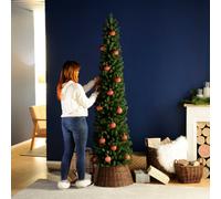QGS 168 Cm 5Ft 6 Glenmore Slim Artificial Pine Christmas Tree Perfect For Smaller Rooms & Limited Spaces