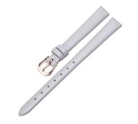 Qgsaghty 10mm-20mm Slim Soft Ultra-thin Leather Strap Colorful Watch Chain Female Accessories, Rose Gold Buckle, Plain, Grey, 12mm