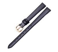 Qgsaghty 10mm-20mm Slim Soft Ultra-thin Leather Strap Colorful Watch Chain Female Accessories, Rose Gold Buckle, Plain, Black, 12mm