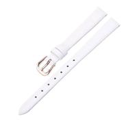 Qgsaghty 10mm-20mm Slim Soft Ultra-thin Leather Strap Colorful Watch Chain Female Accessories, Rose Gold Buckle, Plain, White, 12mm