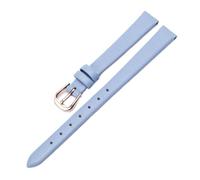 Qgsaghty 10mm-20mm Slim Soft Ultra-thin Leather Strap Colorful Watch Chain Female Accessories, Rose Gold Buckle, Plain, Lake Blue, 18mm