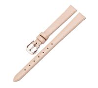 Qgsaghty 10mm-20mm Slim Soft Ultra-thin Leather Strap Colorful Watch Chain Female Accessories, Rose Gold Buckle, Plain, Khaki, 10mm