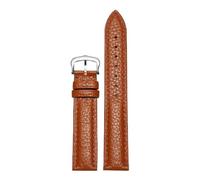 Qgsaghty 12/13/15/16/18/20/21/22/23/24mm Leather Watch Strap for Men and Women with Lychee Pattern, Silver Pin Buckle, Orange, 13mm