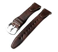 Qgsaghty Handmade Distressed Leather Watch Strap 18mm 20mm 22mm with Quick Release, Silver Buckle, Brown, 20mm