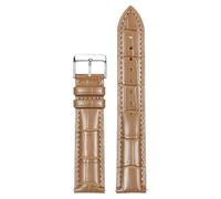 Qgsaghty Leather Strap 10/12/14/15/16/18/19/20/22mm Watch Strap for Women with Crocodile Pattern, Silver Pin Buckle, Dark Khaki, 15mm