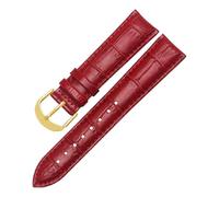 Qgsaghty Leather Straps 10mm-22mm Watch Straps for Men and Women, Gold Pin Buckle, Dark Red, 13mm