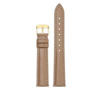 Qgsaghty Leather Watch Strap 10mm-22mm Men's and Women's Cowhide Watch Strap Watch Chain, Gold Pin Buckle, Dark Khaki, 17mm
