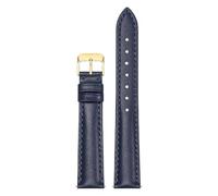Qgsaghty Leather Watch Strap 10mm-22mm Men's and Women's Cowhide Watch Strap Watch Chain, Gold Pin Buckle, Royal Blue, 15mm