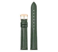 Qgsaghty Leather Watch Strap 10mm-22mm Men's and Women's Cowhide Watch Strap Watch Chain, Rose Gold Pin Buckle, Green, 15mm