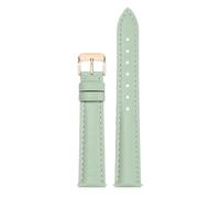 Qgsaghty Leather Watch Strap 10mm-22mm Men's and Women's Cowhide Watch Strap Watch Chain, Rose Gold Pin Buckle, Light Green, 14mm