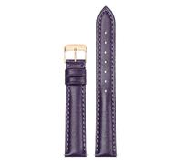 Qgsaghty Leather Watch Strap 10mm-22mm Men's and Women's Cowhide Watch Strap Watch Chain, Rose Gold Pin Buckle, Purple, 13mm