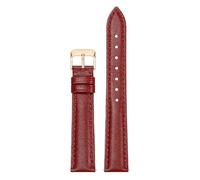Qgsaghty Leather Watch Strap 10mm-22mm Men's and Women's Cowhide Watch Strap Watch Chain, Rose Gold Pin Buckle, Red, 15mm