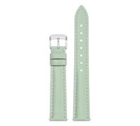 Qgsaghty Leather Watch Strap 10mm-22mm Men's and Women's Cowhide Watch Strap Watch Chain, Silver Pin Buckle, Light Green, 18mm