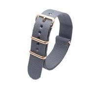 Qgsaghty Rose Gold Buckle Nylon Watch Strap 18mm 20mm 22mm 24mm Watchband Bracelet Accessories Men Women Band, Grey, 20mm