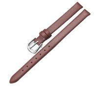 Qgsaghty Ultra-thin Soft Leather Watch Strap 6mm-20mm Women's Watch Chain Plain Texture Strap, Silver Buckle, Brown, 8mm