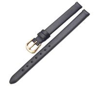 Qgsaghty Ultra-thin Soft Leather Watch Strap 6mm-20mm Women's Watch Strap Plain Texture Watch Strap, Gold Buckle, Black, 7mm