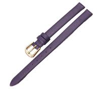 Qgsaghty Ultra-thin Soft Leather Watch Strap 6mm-20mm Women's Watch Strap Plain Texture Watch Strap, Gold Buckle, Purple, 6mm
