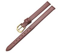 Qgsaghty Ultra-thin Soft Leather Watch Strap 6mm-20mm Women's Watch Strap Plain Texture Watch Strap, Gold Buckle, Brown, 9mm