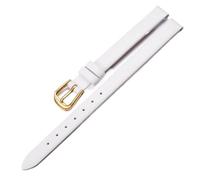 Qgsaghty Ultra-thin Soft Leather Watch Strap 6mm-20mm Women's Watch Strap Plain Texture Watch Strap, Gold Buckle, White, 7mm