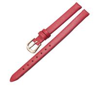 Qgsaghty Ultra-thin Soft Leather Watch Strap 6mm-20mm Women's Watch Strap Plain Texture Watch Strap, Red, 8mm