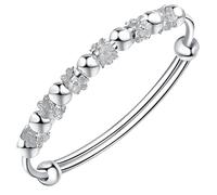 QGSIWEI 925 Sterling Silver Bead Spinner Bangle Bracelet Women Girls Anxiety Freely Unzip Tools Open Adjustable Inspirations Jewelry Gift