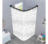 Qgtxf Corner Tension Shower Curtain Rod Pole L Shape Adjustable Shower Rail Bathtub Stainless Steel Telescopic Rod for Bathroom Clothing Store(Size:A,Color:Black)